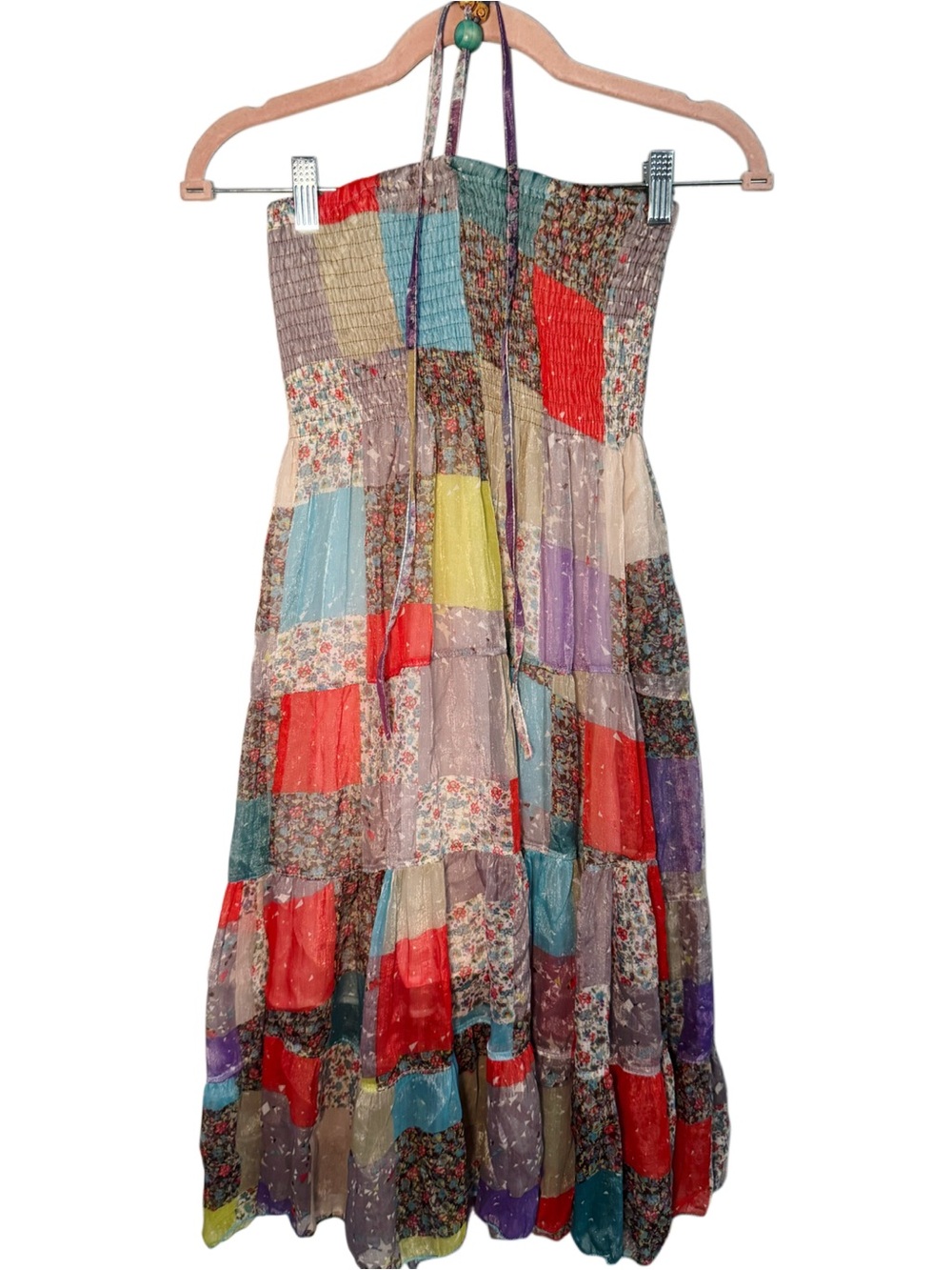 Shoreline Patchwork Maxi Dress in Red, Blue, Purple, Yellow, Cream